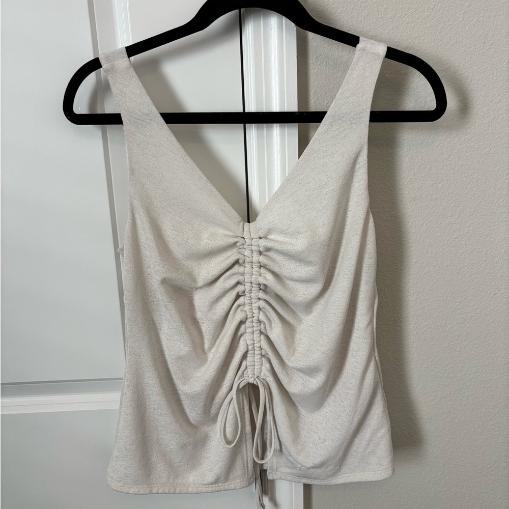 Express—Ruched Cream Sleeveless Top